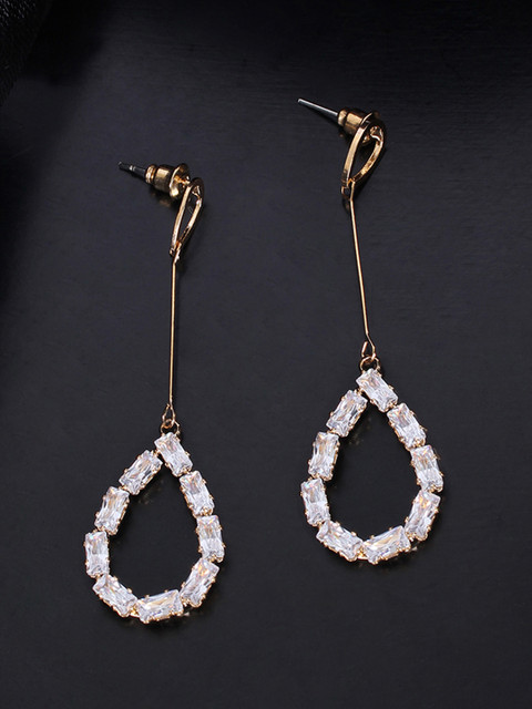 

Ayesha Gold-Toned Teardrop Shaped Drop Earrings