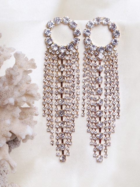 

Ayesha Gold-Toned & White Contemporary Drop Earrings