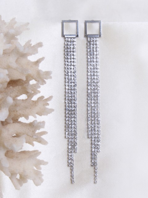 

Ayesha Silver-Toned Contemporary Drop Earrings