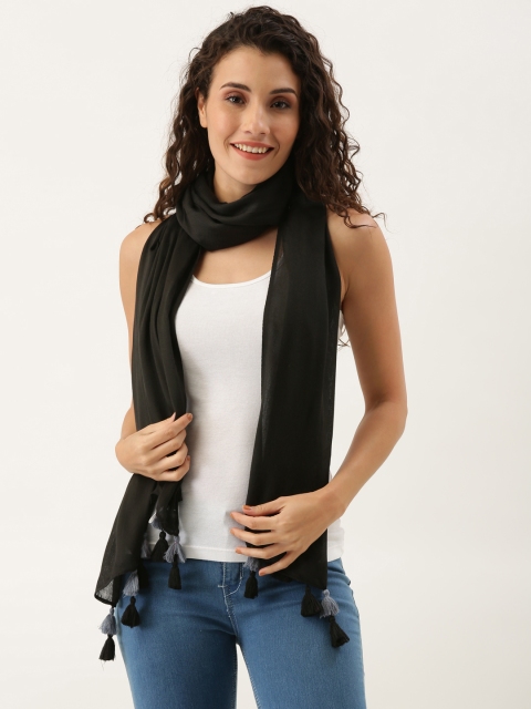 

Ayesha Women Black Solid Scarf