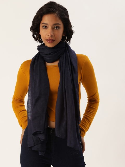 

Ayesha Women Navy Blue Solid Viscose Scarf