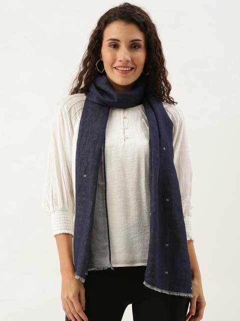 

Ayesha Women Navy Blue & Grey Solid Scarf