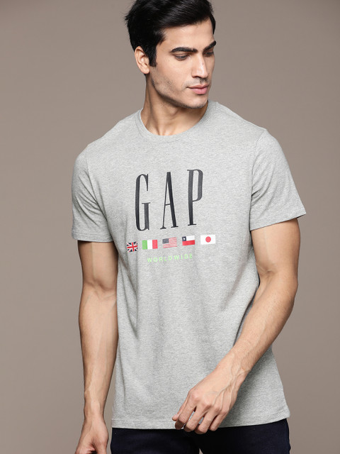 

GAP Men's Logo Flag T-Shirt, Grey melange