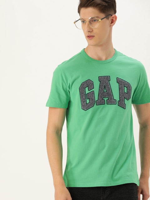 

GAP Men Green Embroidered Round Neck T-shirt