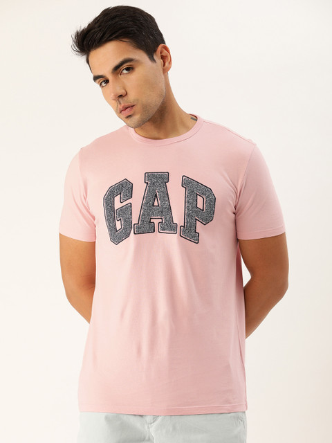 

GAP Men Pink Embroidered Round Neck T-shirt