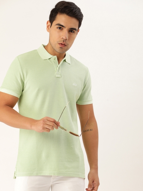 

GAP Men Green Self Design Polo Collar T-shirt
