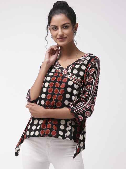 

InWeave Women Black& Maroon Printed Wrap Top