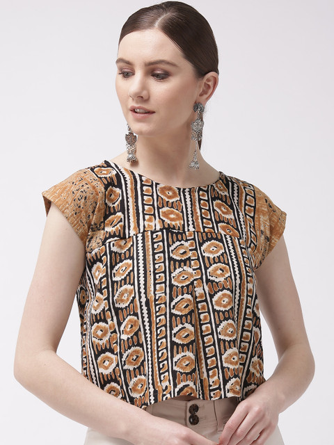 

InWeave Women Brown & Off-White Printed Top