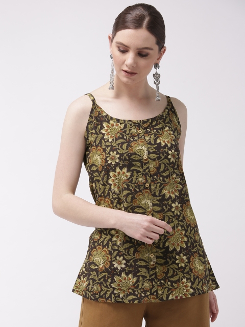 

InWeave Women Coffee Brown & Green Printed Top