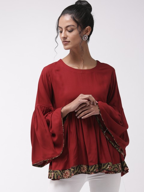 

InWeave Women Maroon Solid A-Line Top