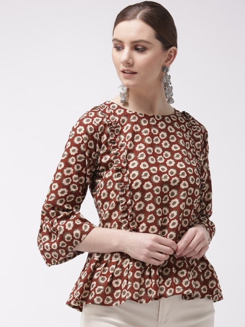 

InWeave Women Maroon & Beige Printed A-Line Top