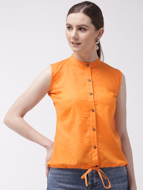 

InWeave Women Orange Self Design Shirt