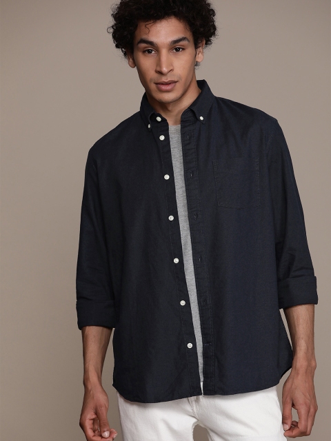 

GAP Men Navy Blue Standard Fit Knitted Solid Casual Shirt