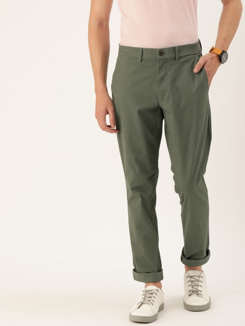 

GAP Men Olive Green Regular Fit Solid Regular Trousers