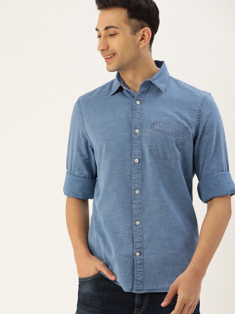 

GAP Men Blue Slim Fit Solid Casual Shirt