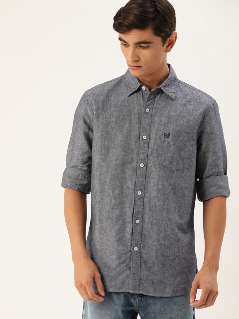 

GAP Men Navy Blue Regular Fit Solid Casual Shirt