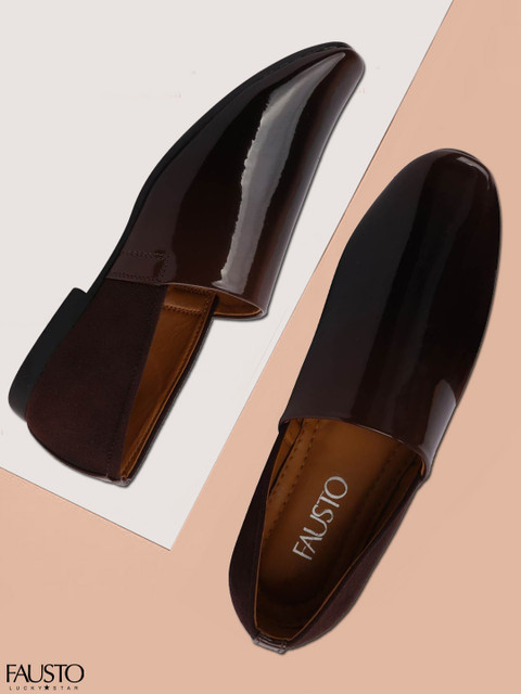 

FAUSTO Men Brown Solid Formal Slip-Ons