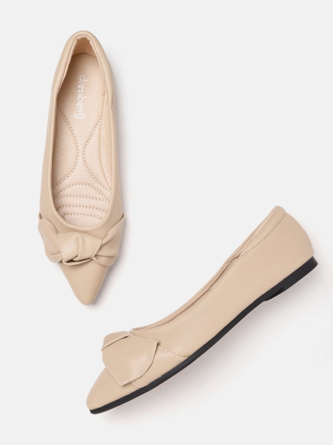 

DressBerry Women Beige Solid Ballerinas