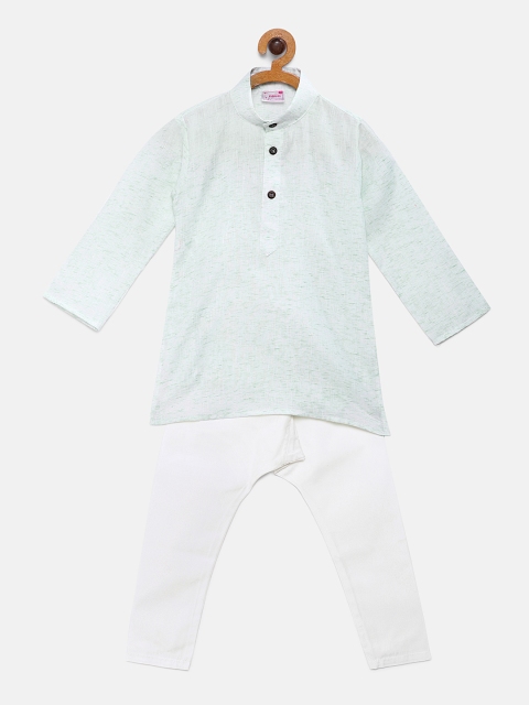 

Ridokidz Boys Green Solid Kurta with White Pyjamas