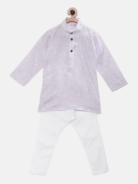 

Ridokidz Boys Purple & White Printed Kurta with Pyjamas