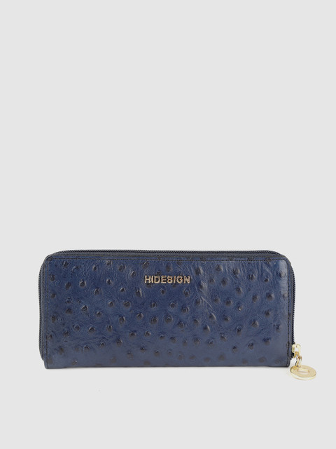 

Hidesign Women Navy Blue Textured Leather Zip Around Wallet