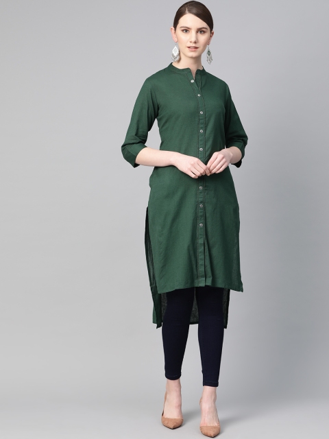 

Shree Women Green Solid High-Low Kurta