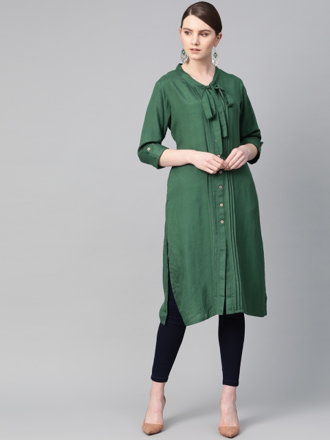 

Shree Women Green Solid Straight Kurta