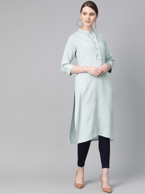 

Shree Women Blue Solid Straight Kurta