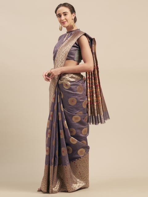 

Mitera Grey Printed Linen Blend Saree