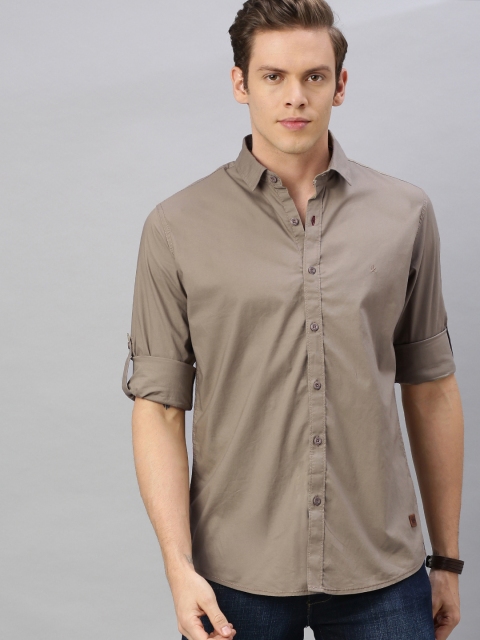 

Roadster Men Beige Slim Fit Solid Casual Shirt