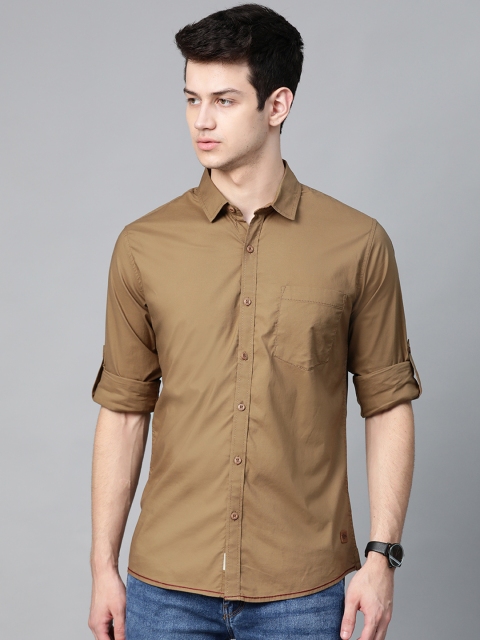 

Roadster Men Brown Slim Fit Solid Casual Shirt