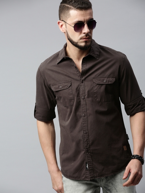 

Roadster Men Coffee Brown Regular Fit Solid Casual Shirt