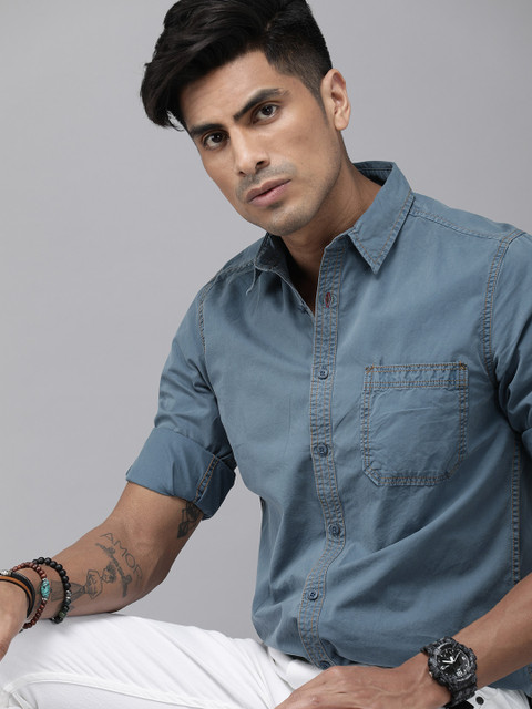 

Roadster Men Blue Regular Fit Solid Sustainable Casual Shirt