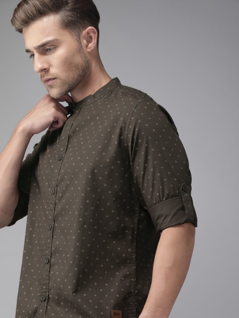 

Roadster Men Coffee Brown Regular Fit Printed Casual Shirt