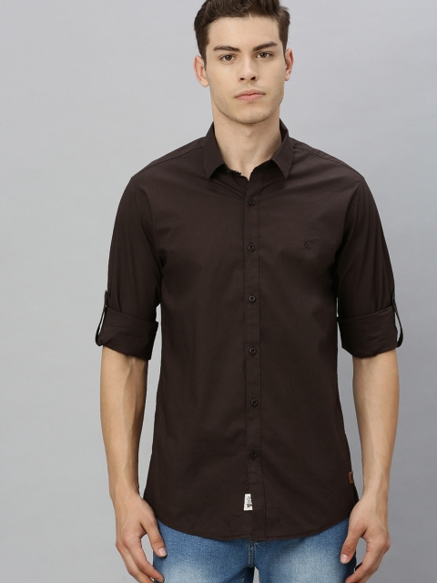 

Roadster Men Brown Slim Fit Solid Casual Shirt
