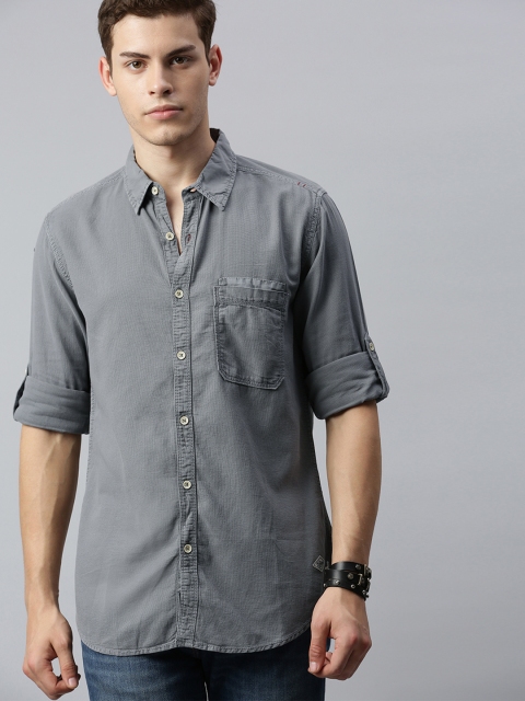 

Roadster Men Grey Regular Fit Solid Casual Shirt