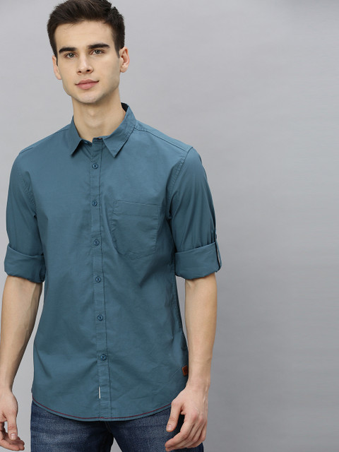 

Roadster Men Teal Green Slim Fit Solid Casual Shirt