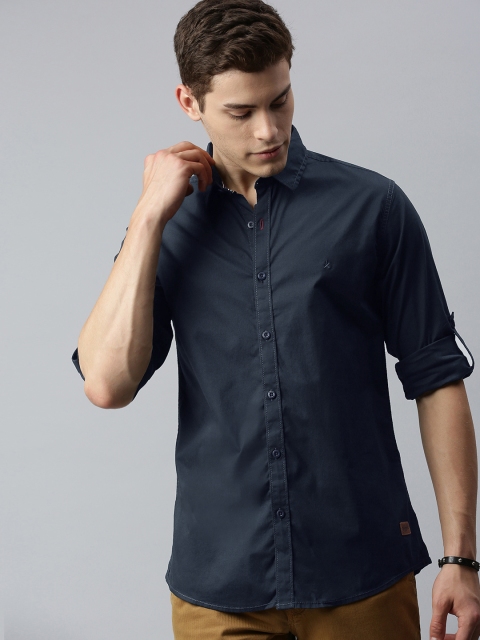 

Roadster Men Teal Blue Slim Fit Solid Casual Shirt