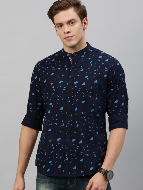 

Roadster Men Blue Regular Fit Printed Casual Shirt, Navy blue