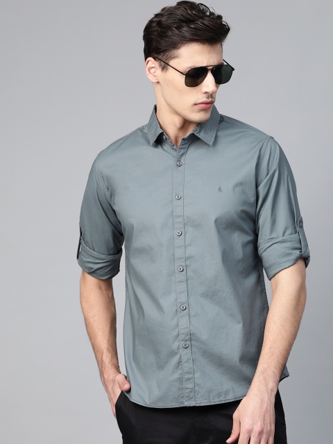 

Roadster Men Grey Slim Fit Solid Casual Shirt
