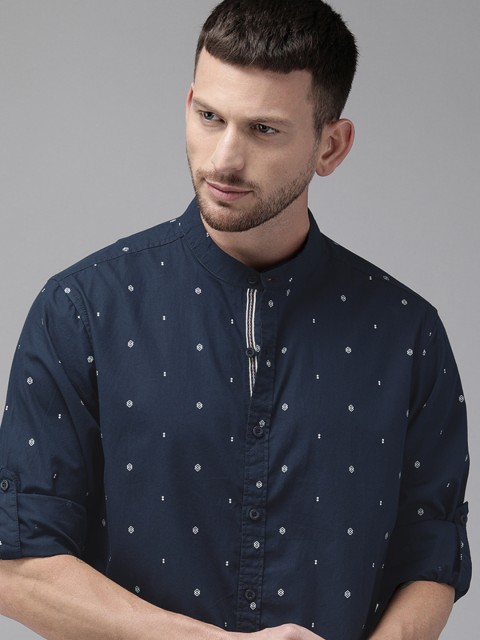 

Roadster Men Navy Blue Regular Fit Printed Casual Shirt