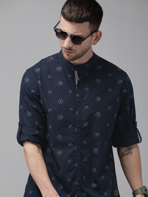 

Roadster Men Navy Blue Regular Fit Printed Casual Shirt
