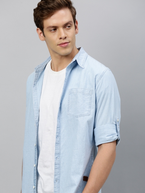 

Roadster Men Blue Regular Fit Solid Casual Shirt