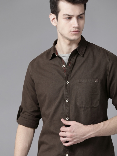 

Roadster Men Coffee Brown Regular Fit Solid Casual Shirt