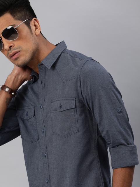 

Roadster Men Navy Blue Regular Fit Solid Casual Shirt