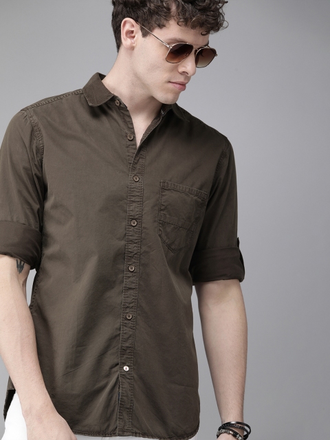 

Roadster Men Brown Regular Fit Solid Casual Shirt