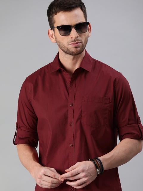 

Roadster Men Maroon Slim Fit Solid Casual Shirt