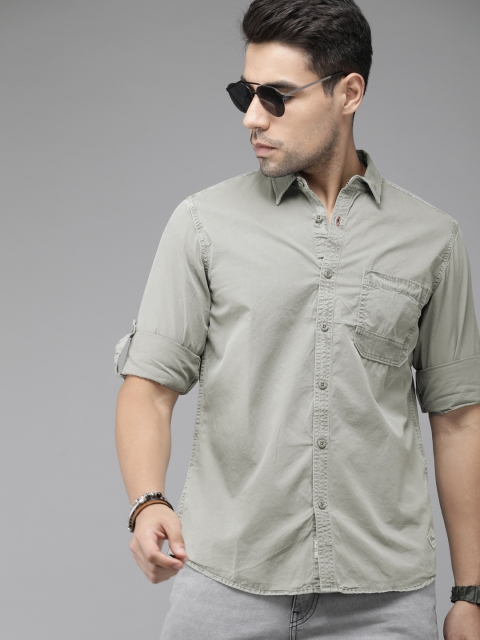 

Roadster Men Grey Regular Fit Solid Casual Shirt