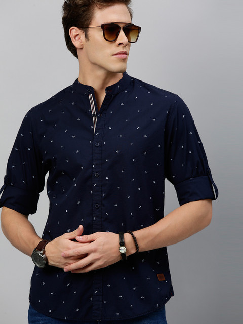 

Roadster Men Navy Blue Regular Fit Printed Sustainable Casual Shirt