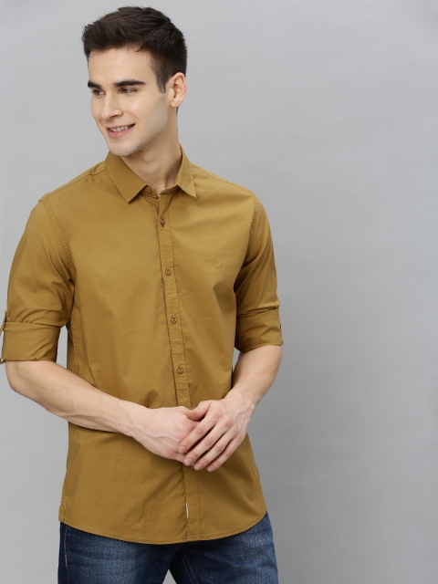 

Roadster Men Mustard Yellow Slim Fit Solid Casual Shirt